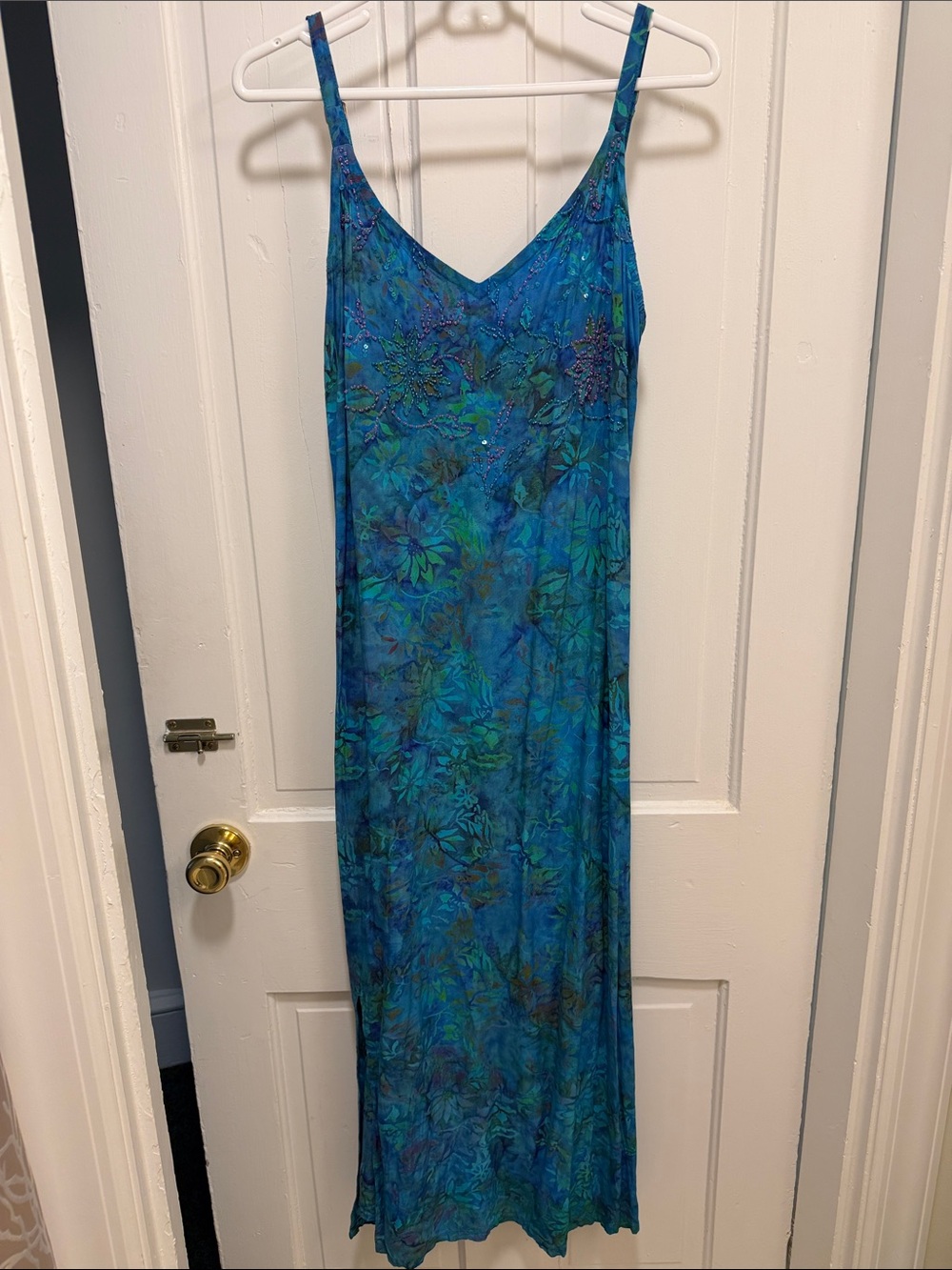 Blue Floral Midi Slip Dress